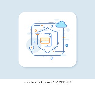 Online shopping line icon. Abstract vector button. Mobile buying sign. Credit card purchases symbol. Online shopping line icon. Protect shield concept. Vector