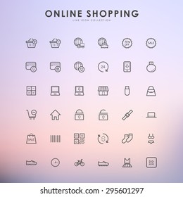 online shopping line icon on gradient background