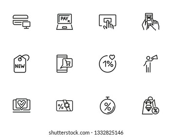 Online shopping line icon set. Coupon, sale, buying. Shopping concept. Vector illustration can be used for topics like profit, advertising, marketing