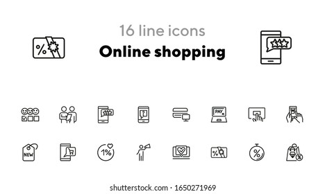 Online shopping line icon set. Coupon, sale, buying. Shopping concept. Vector illustration can be used for topics like profit, advertising, marketing