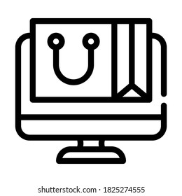 online shopping line icon vector. online shopping sign. isolated contour symbol black illustration