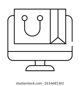 online shopping line icon vector. online shopping sign. isolated contour symbol black illustration