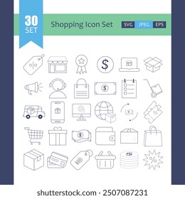 Online Shopping Line Icons Pixel perfect Editable stroke