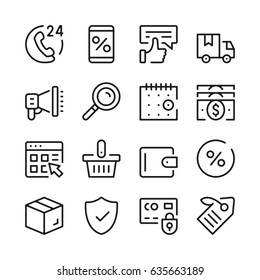 Online shopping line icons set. Modern graphic design concepts, simple outline elements collection. Vector line icons