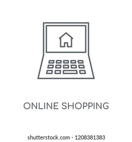 Online shopping linear icon. Online shopping concept stroke symbol design. Thin graphic elements vector illustration, outline pattern on a white background, eps 10.