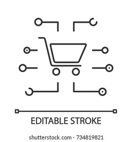 Online shopping linear icon. Thin line illustration. Digital payment. E-commerce. Contour symbol. Vector isolated outline drawing. Editable stroke
