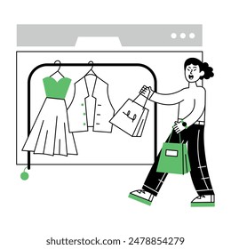 Online Shopping Linear Mini Illustrations