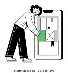 Online Shopping Linear Mini Illustrations