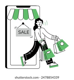 Compras en línea Mini Ilustraciones lineales