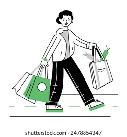 Online Shopping Linear Mini Illustrations