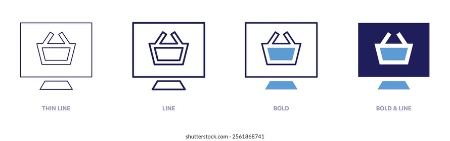 Online shopping local stores icon in 4 different styles. Thin Line, Line, Bold, and Bold Line. Duotone style. Editable stroke.