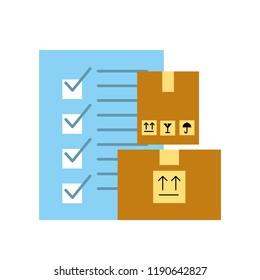 online shopping logistic check list cardboard boxes