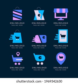 Online shopping logo collection graphic design vector logo brand.