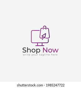 online shopping logo with computer icon