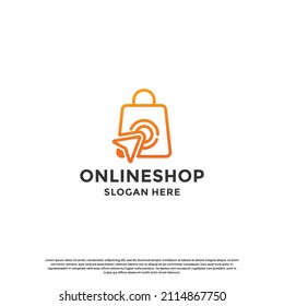 diseño de logotipo de compras en línea. plantilla de logotipo de tienda rápida