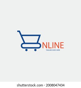 Online shopping logo design template. Vector illustration