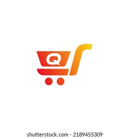 Online shopping logo, letter Q Logo Template vector symbol