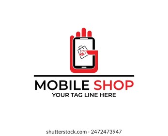 Online shopping logo or mobile store logo design template