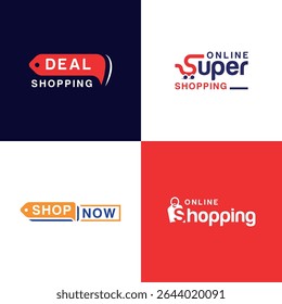 online shopping logo text wordmark deal shop now ecommerce text for website and social media