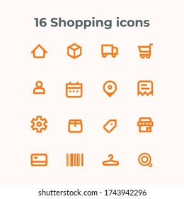 Online Shopping mall - minimal line web icon set. Outline icons collection. Simple vector illustration.
