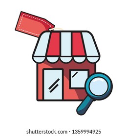 online shopping market magnifying glass tag