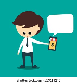 Online Shopping message . Business Cartoon Concept Illustration.