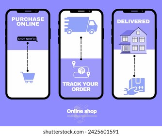 ilustración de diseño plano de concepto de aplicación móvil de compras en línea 