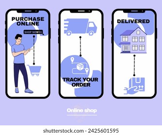 online shopping mobile app concept flat design illustration 