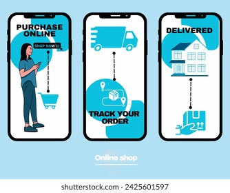 online shopping mobile app concept flat design illustration 