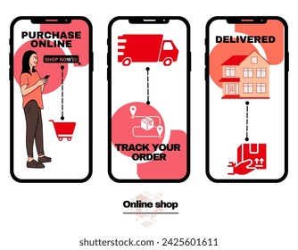 online shopping mobile app concept flat design illustration 