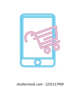 online shopping mobile and cart