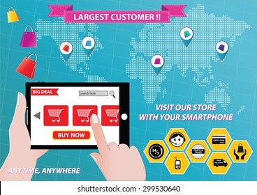 On-line Shopping or mobile commerce illustration