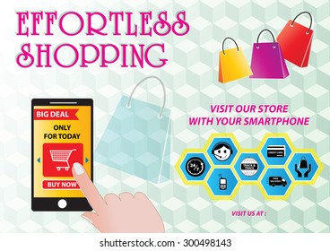 On-line Shopping or mobile commerce illustration