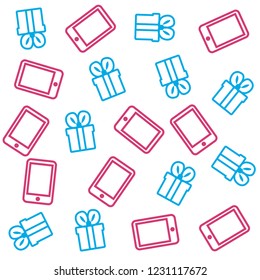 online shopping mobile gift boxes pattern