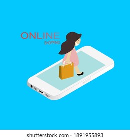 Compra en línea del diseño de vectores de mercadotecnia móvil para marketing de ventas digital.