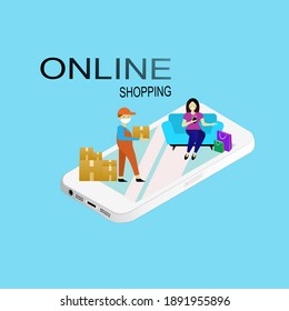 Online shopping mobile shopping marketing vector design for sales marketing digital.