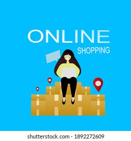 Online shopping mobile shopping marketing vector design digital marketing concept.