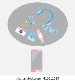 Online Shopping Mobile payment, illustrator vector design
