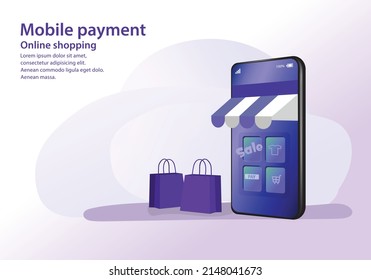 Online shopping and Mobile payment online service for modern business website.