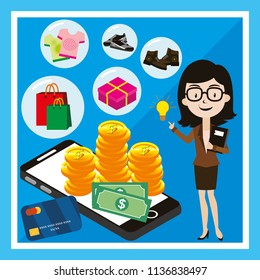 Online shopping and mobile payments concept