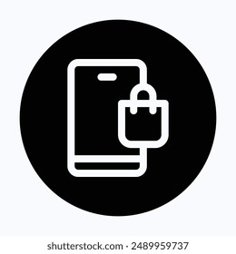 Online Shopping, Mobile Shopping Vector Icon,