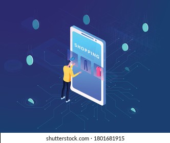 Compras en línea desde móviles, compras virtuales, comercio electrónico