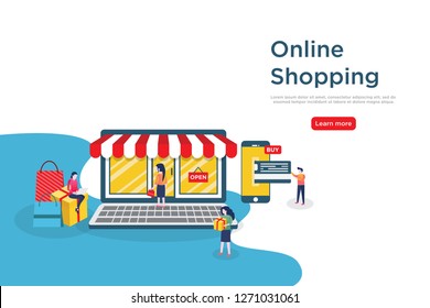 Online Shopping. Modern flat design concept of web page design for website and mobile website. Easy to edit and customize. Vector illustration.