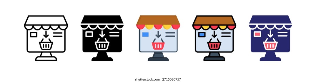 Online Shopping Icono de Estilo Múltiple Conjunto de Colección..