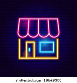 Online Shopping Neon Sign. Vector Illustration of Shop Sale Promotion.