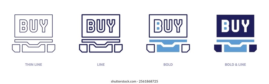 Online shopping offers icon in 4 different styles. Thin Line, Line, Bold, and Bold Line. Duotone style. Editable stroke.