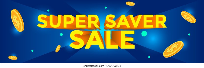 Online Shopping  Offers Sale Deals Super Dollars Saver Sale Web Banner Advertising Branding Template Vector