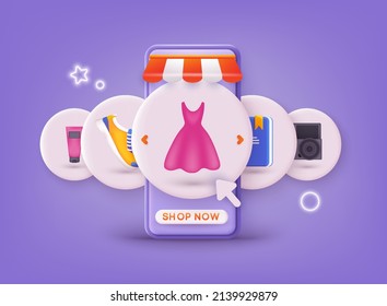 Online shopping on application and website concept, digital marketing online, shopping cart with new items on smartphone screen. 3D Web Vector Illustrations. - Shutterstock ID 2139929879