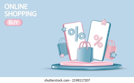 Online shopping on application and website concept.