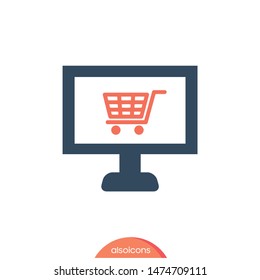 Online shopping on Computer -Icon Vector